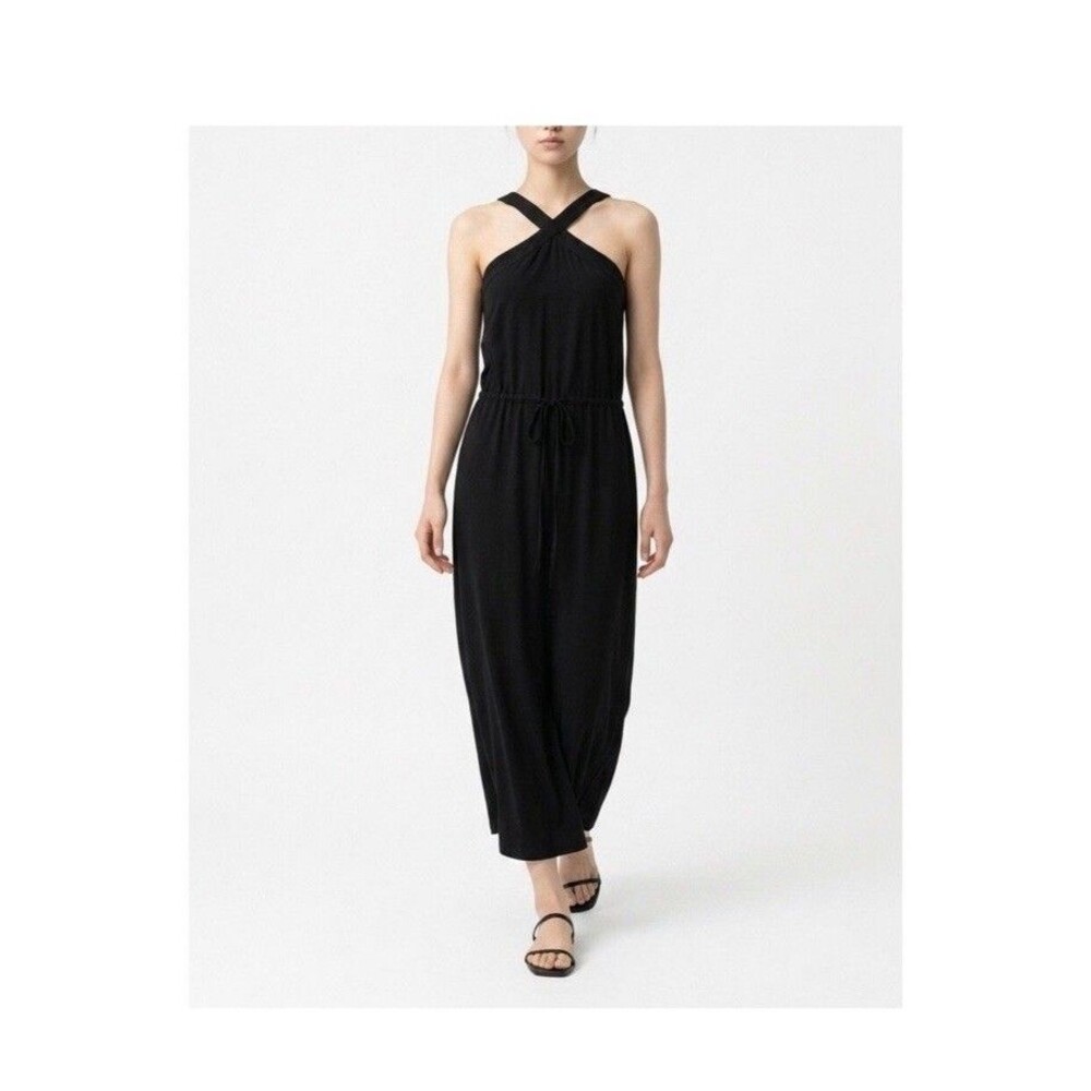 NWT Nation LTD Los Angeles Myla Dress in Jet Black Cross Back Halter Midi Sz S